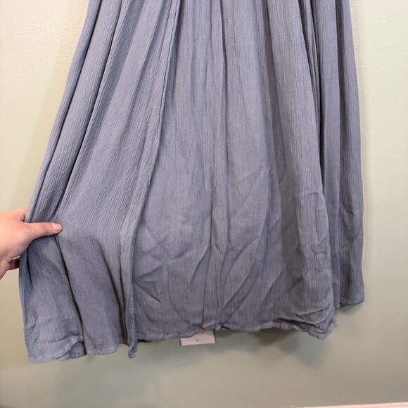 Free People Braided Halter Maxi Dress Large Gray Boho Casual Summer Gauze A-Line - Picture 7 of 12